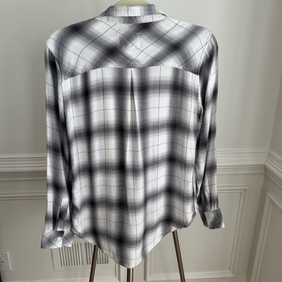 RAILS Hunter Plaid Button-Up Shirt in White Steel Size XS - Picture 4 of 8